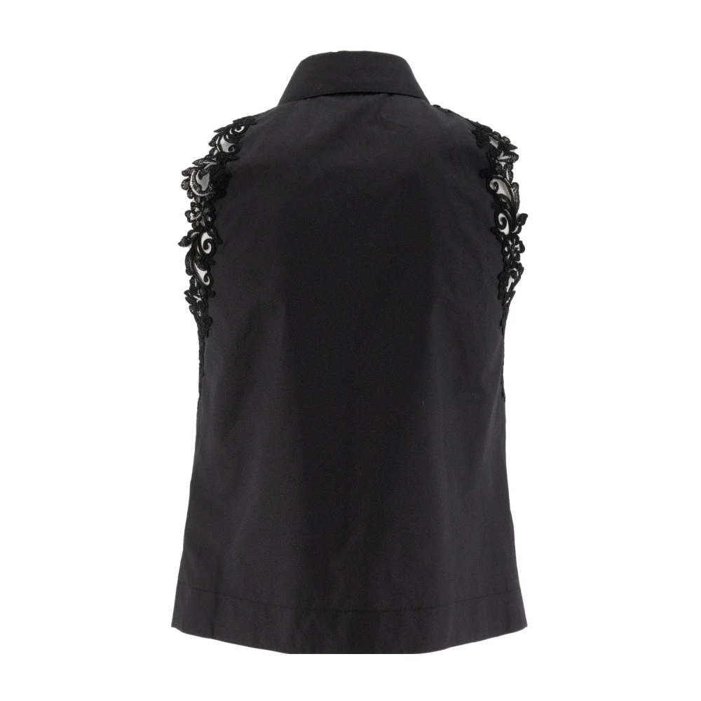 Ermanno Scervino Kanten mouwloze shirt voor elegantie Black Dames
