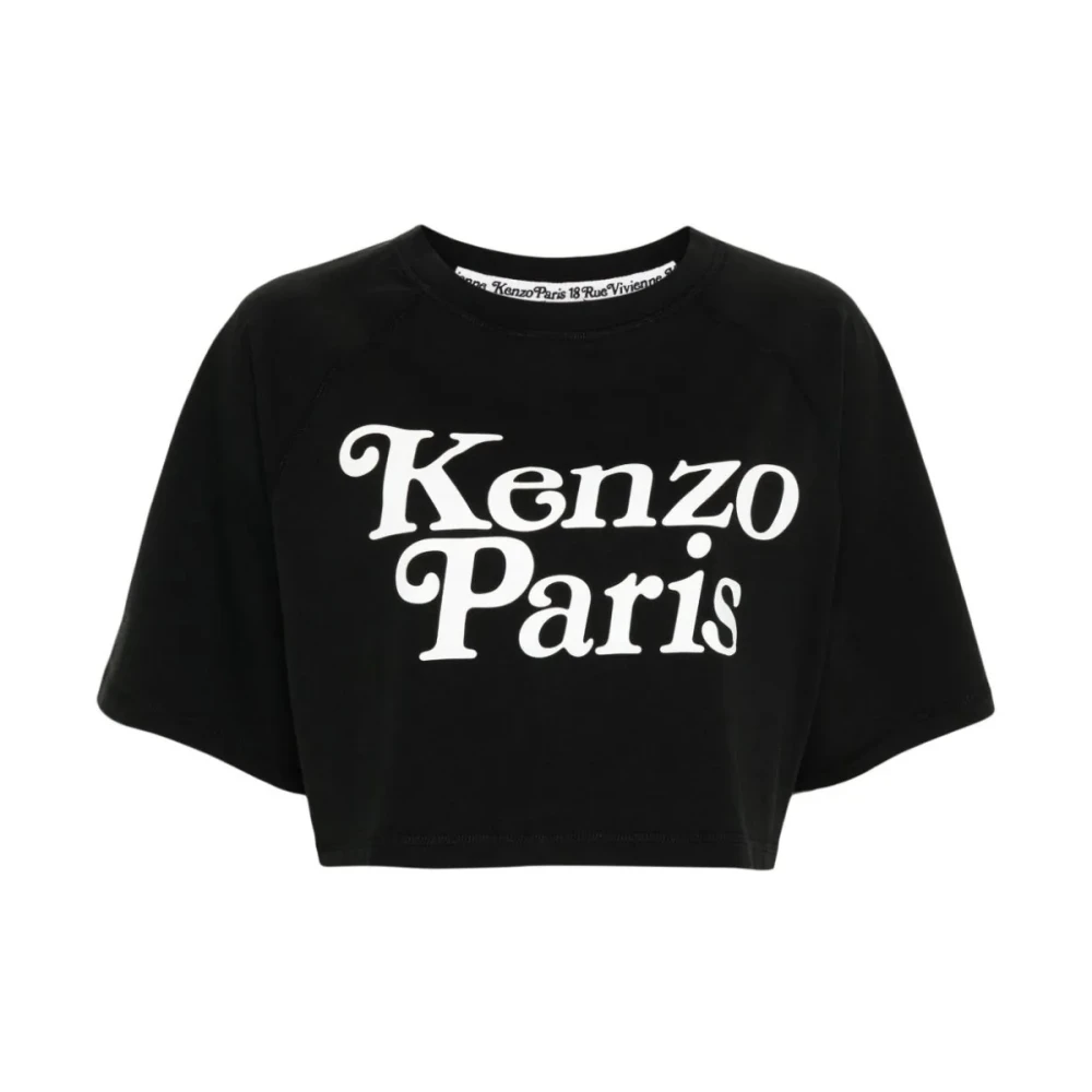 Kenzo Geknipt T-shirt met logo Black Dames