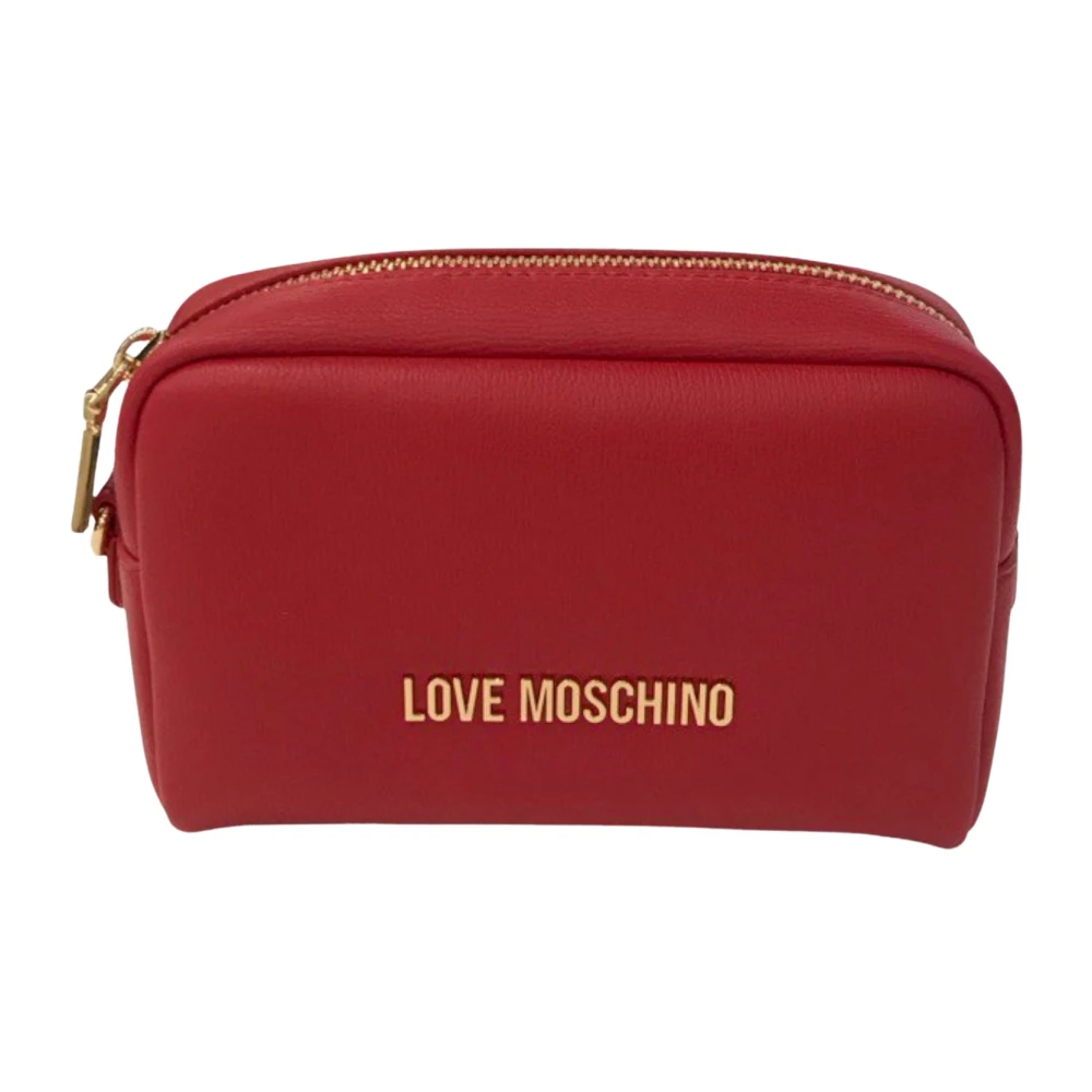 Love Moschino Rode Logo Rits Tas met Afneembare Handvat Red Dames