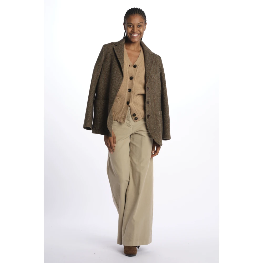 Aspesi Kameel Trui Shetland Vest Brown Dames