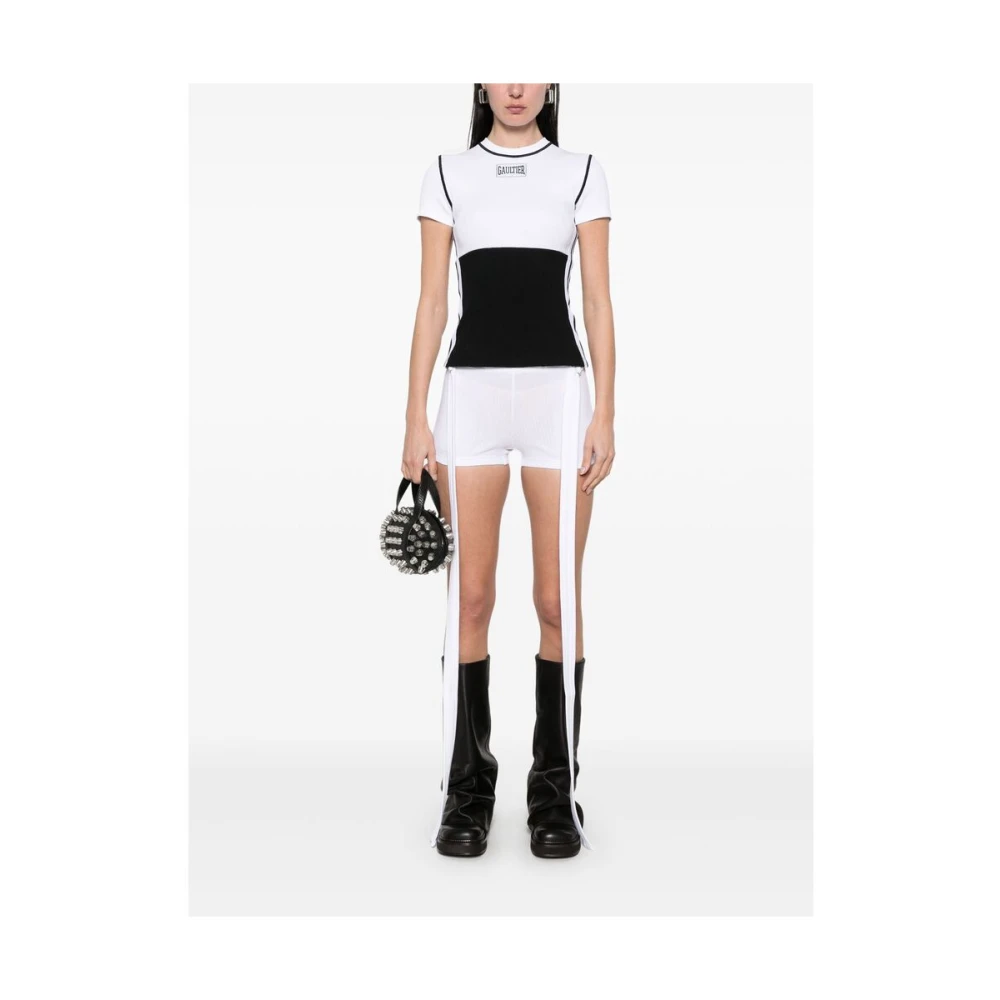Jean Paul Gaultier Zwart Color-Block Crew Neck T-shirt Black Dames