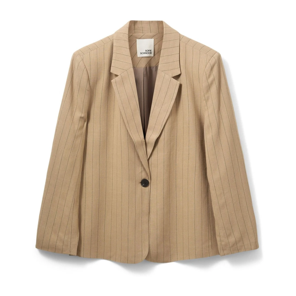 Sofie Schnoor Gestreepte Blazer met Lange Mouwen Beige Dames