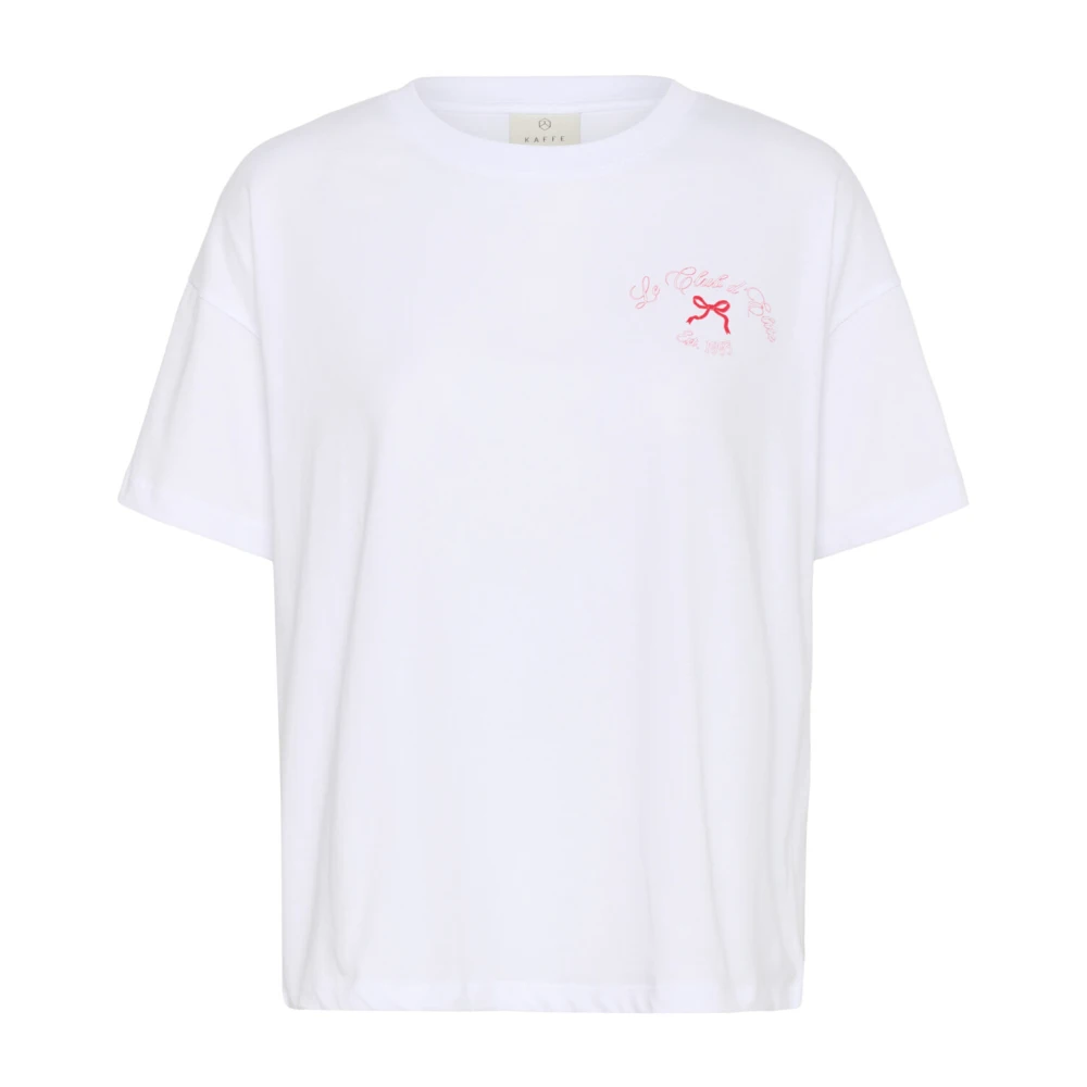 Kaffe Grafisch Tee Top Optisch Wit White Dames