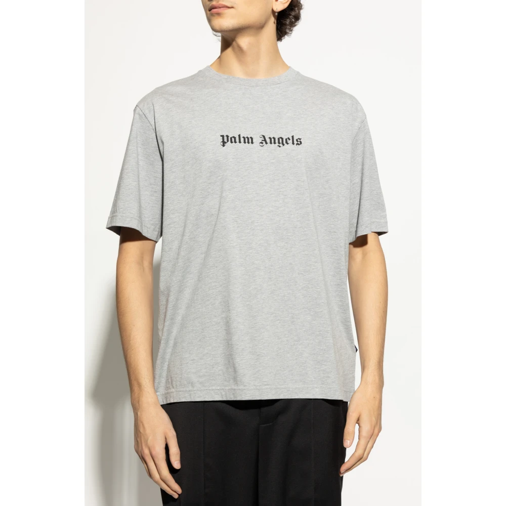 Palm Angels T-shirt met print Gray Heren
