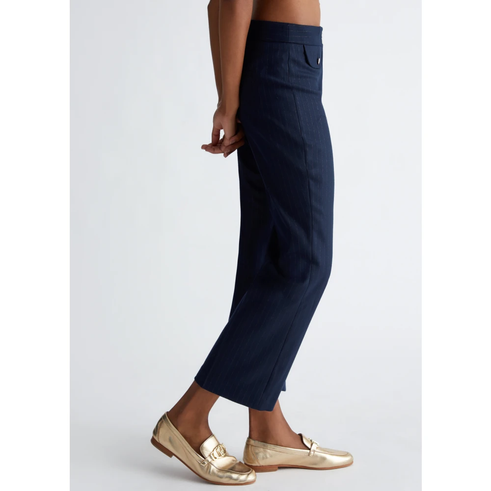Liu Jo Slim Fit Flanellen Gestreepte Broek Blue Dames