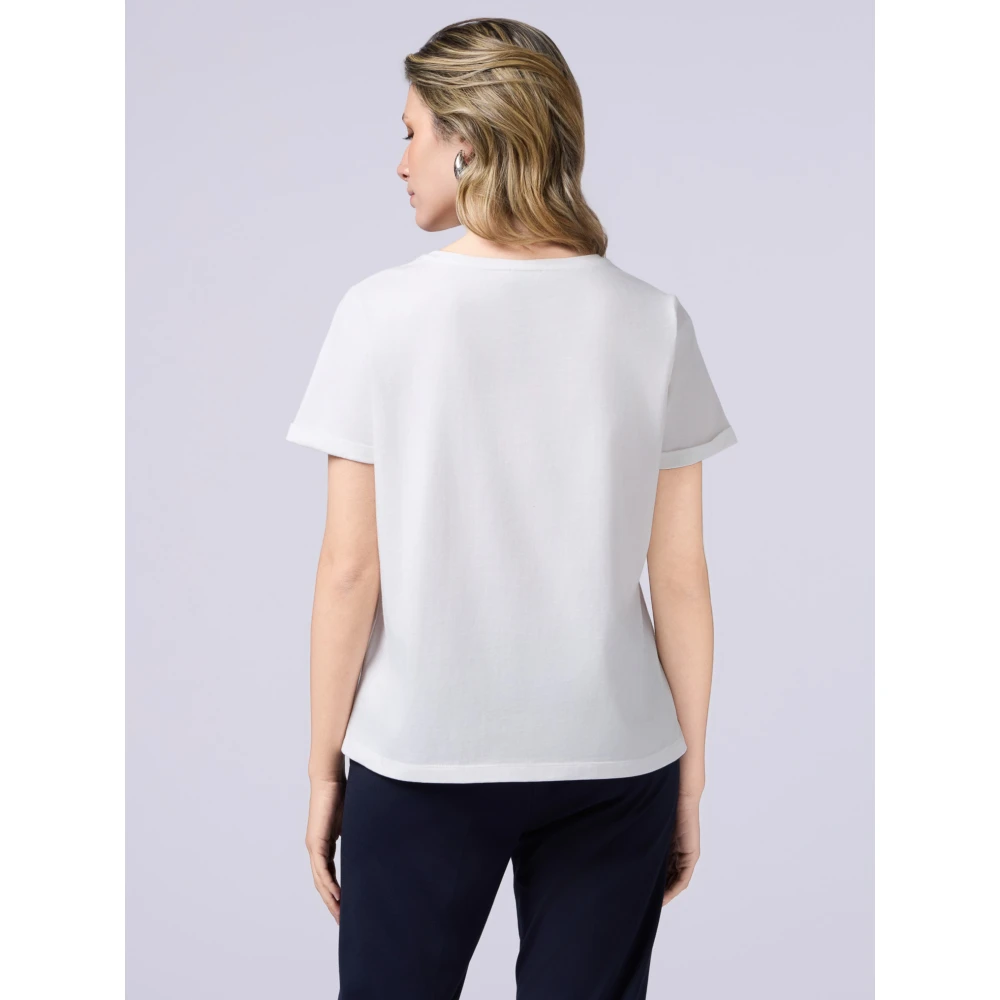 Oltre Katoenen T-shirt met juweelborduursel White Dames