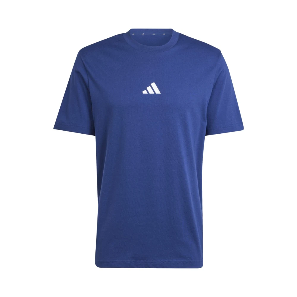 Adidas Uomo Blu/Bianco Uomini, Maglietta Sportiva, Maglia Singola Basic Da Con Logo Piccolo, (S), - Immagine 6