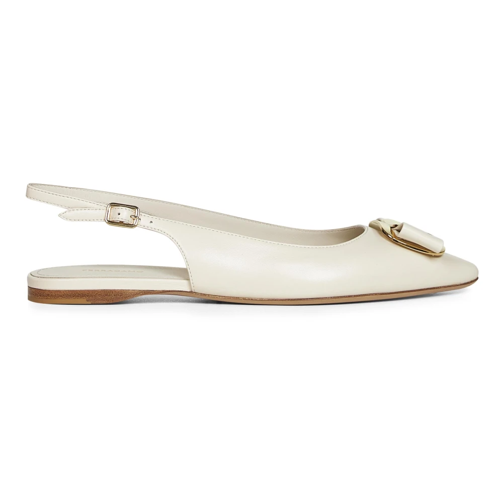 Ferragamo Women's White New Vara Plate Ballet Flat