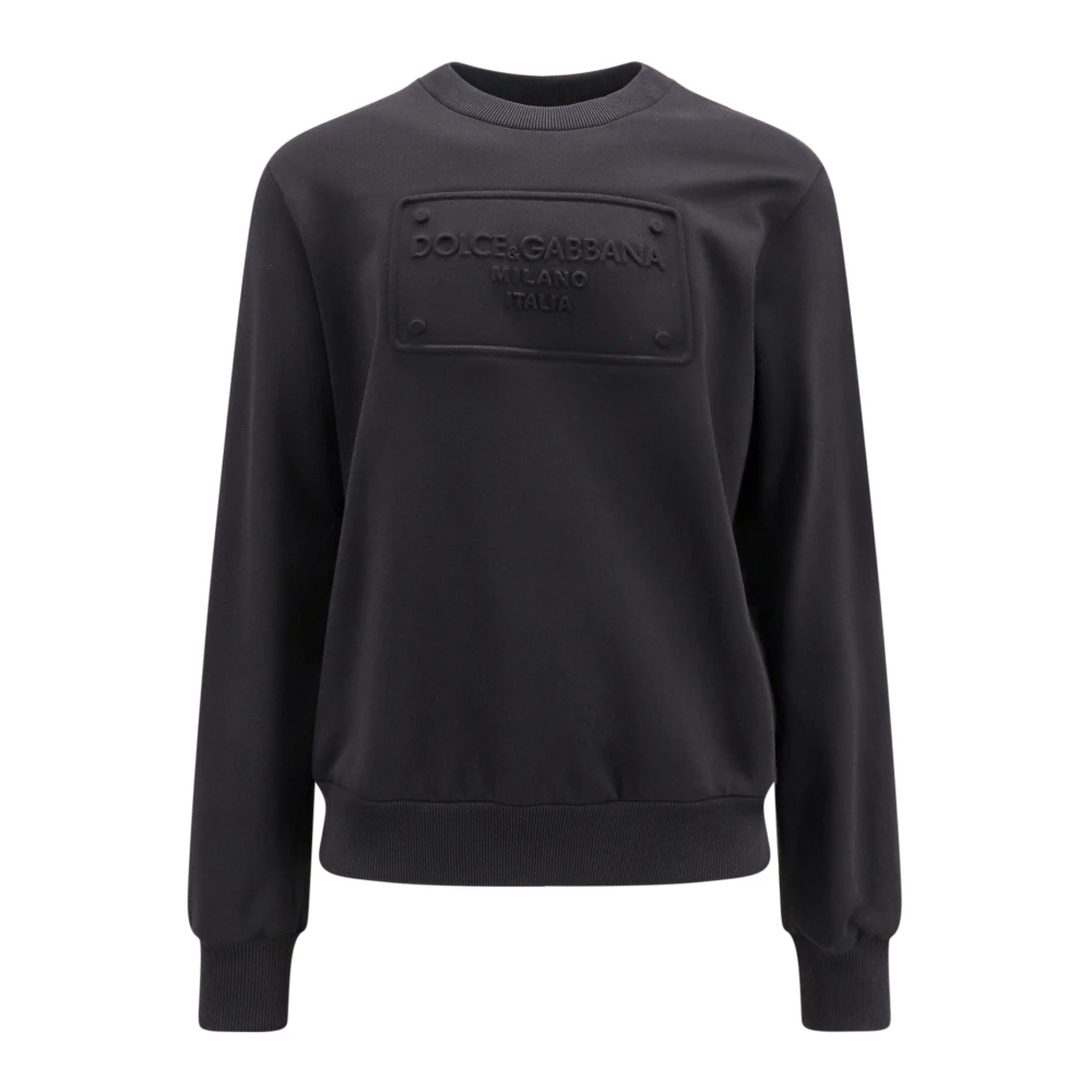 Dolce & Gabbana Katoenen Sweatshirt met Ingelegd Logo voor Heren Black Heren