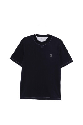 t-shirt-bleu-marine-brode-col-rond