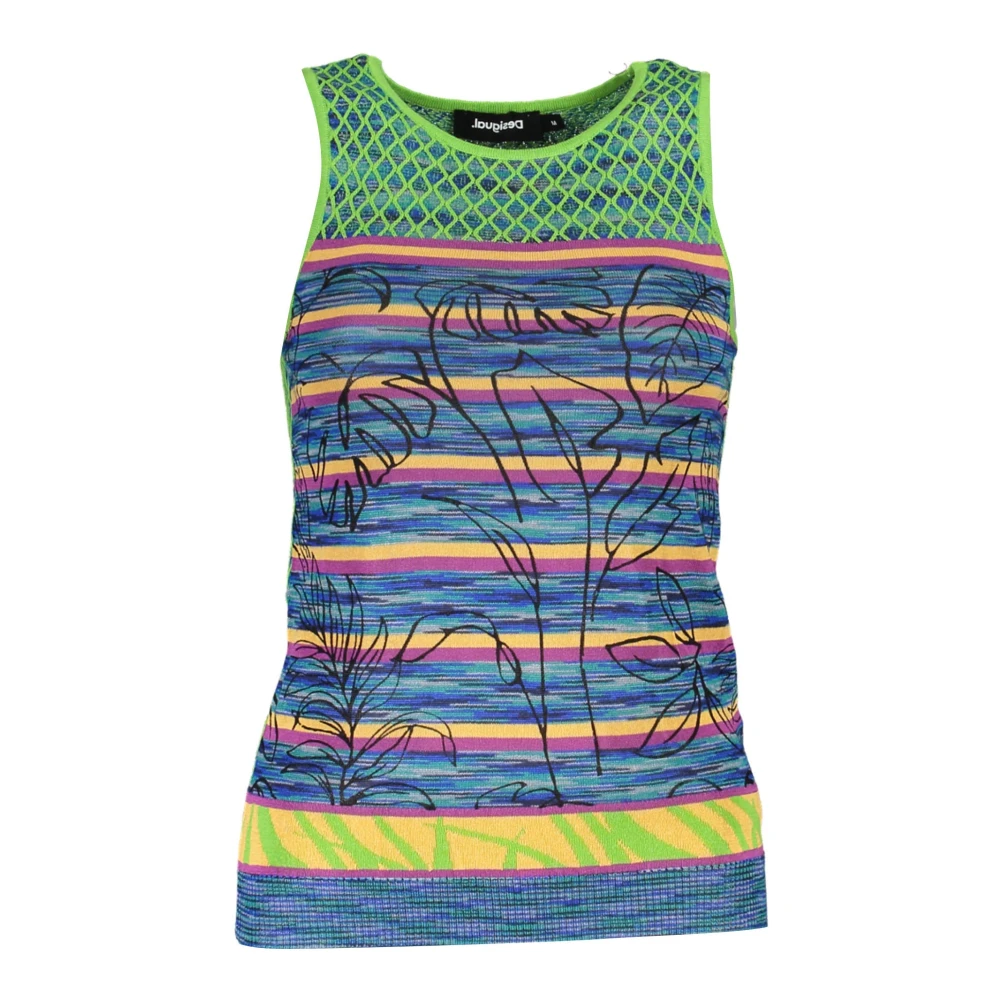 Desigual Women's Green Sleeveless Tops, Xl, Wide-Shoulder Tank Top With Round Neck