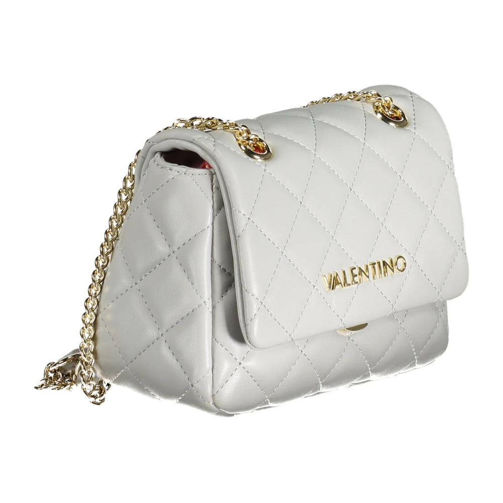 Valentino by Mario Valentino Grijze Ketting Crossbody Tas met Clip Sluiting Gray Dames