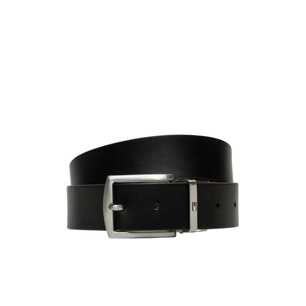 Tommy Hilfiger Klassieke Zwarte Leren Riem voor Mannen Black Heren