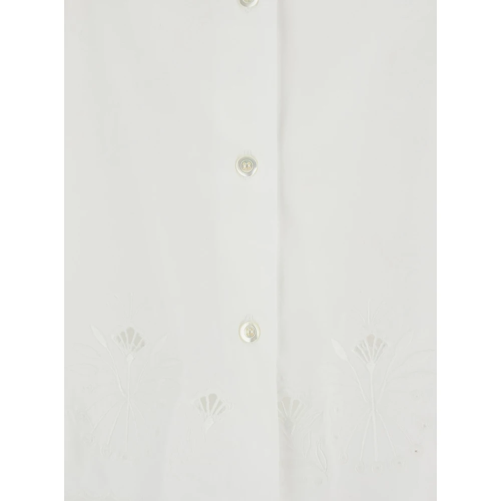 Semicouture Witte Kant Geborduurde Klassieke Kraag Shirt White Dames