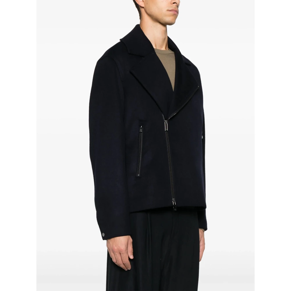 Emporio Armani Wollen jas met rits vooraan Blue Heren