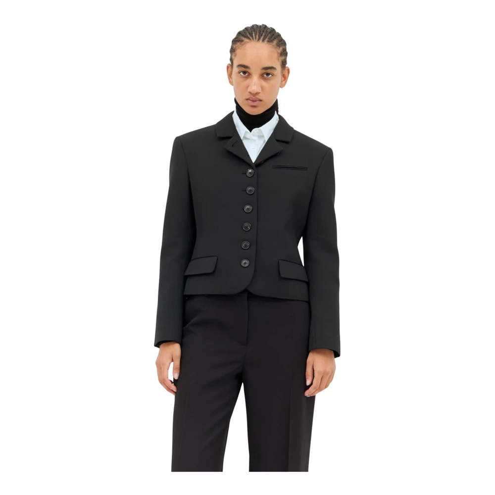 The Row Wollen getailleerd jasje zijden voering Black Dames