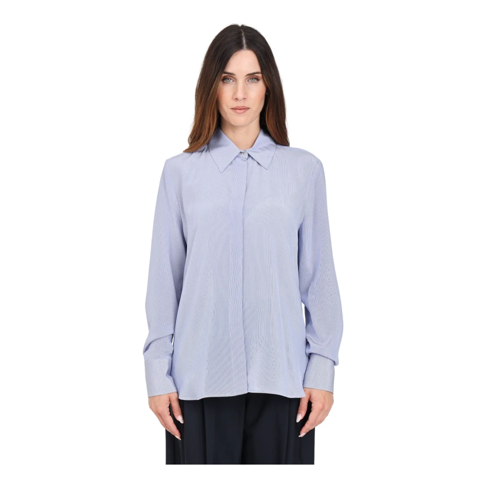 Max Mara Blauw Gestreept Overhemd Elegant Veelzijdig Blue Dames