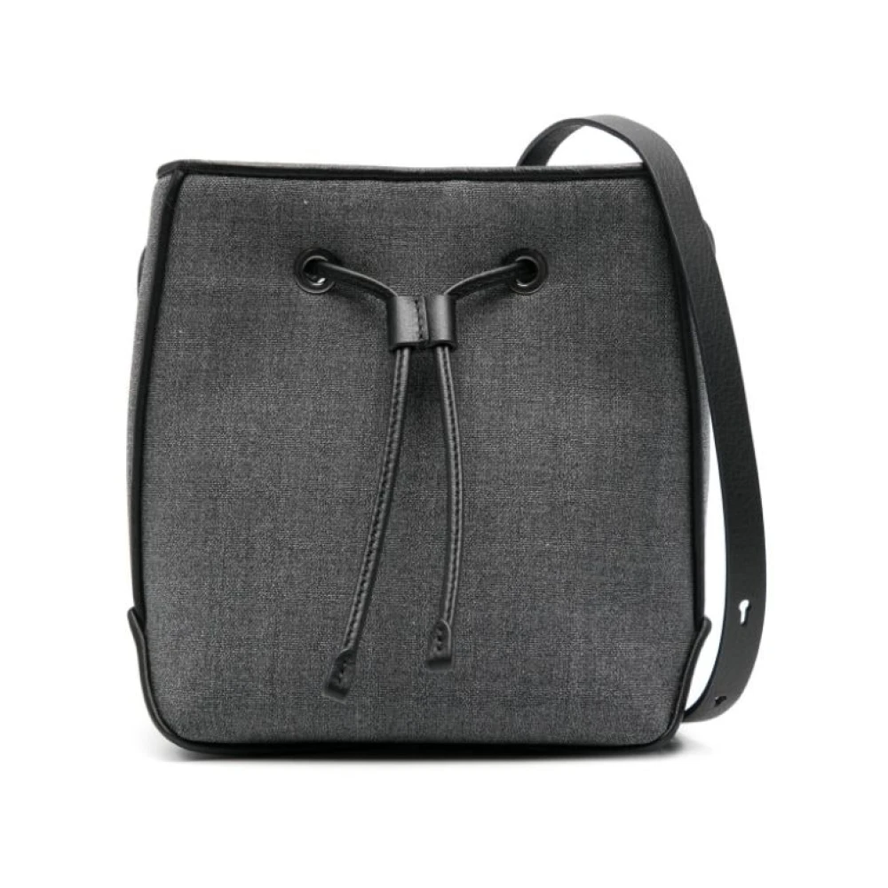 BRUNELLO CUCINELLI Gestructureerde Grijze Tassen met Trekkoordsluiting Gray Dames