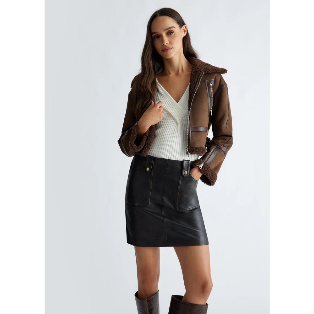 Liu Jo Geknipte jas van gecoat materiaal met overhemdkraag Brown Dames
