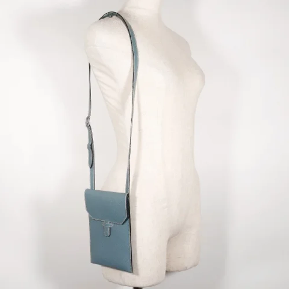 Hermès Vintage Pre-owned Leather crossbody-bags Blue Dames