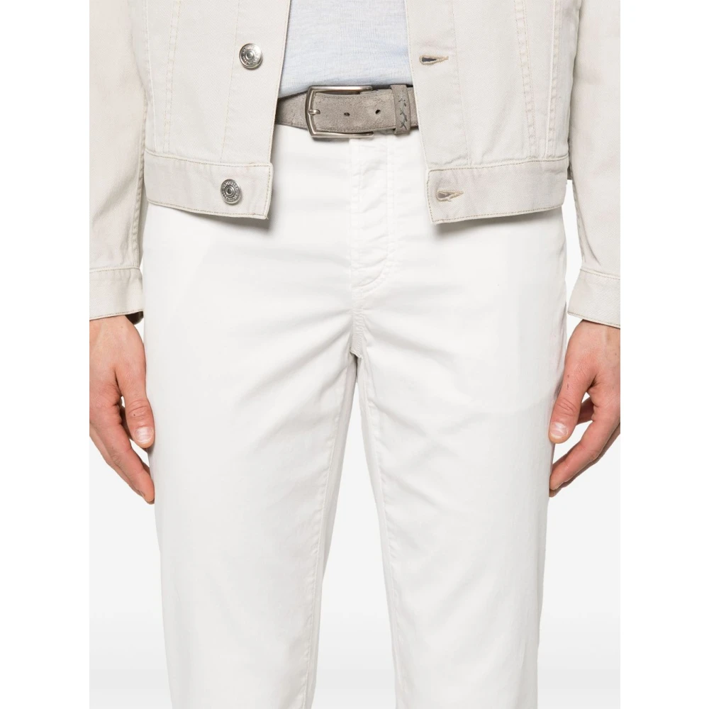 BRUNELLO CUCINELLI Witte Broek met Geborduurd Logo White Heren