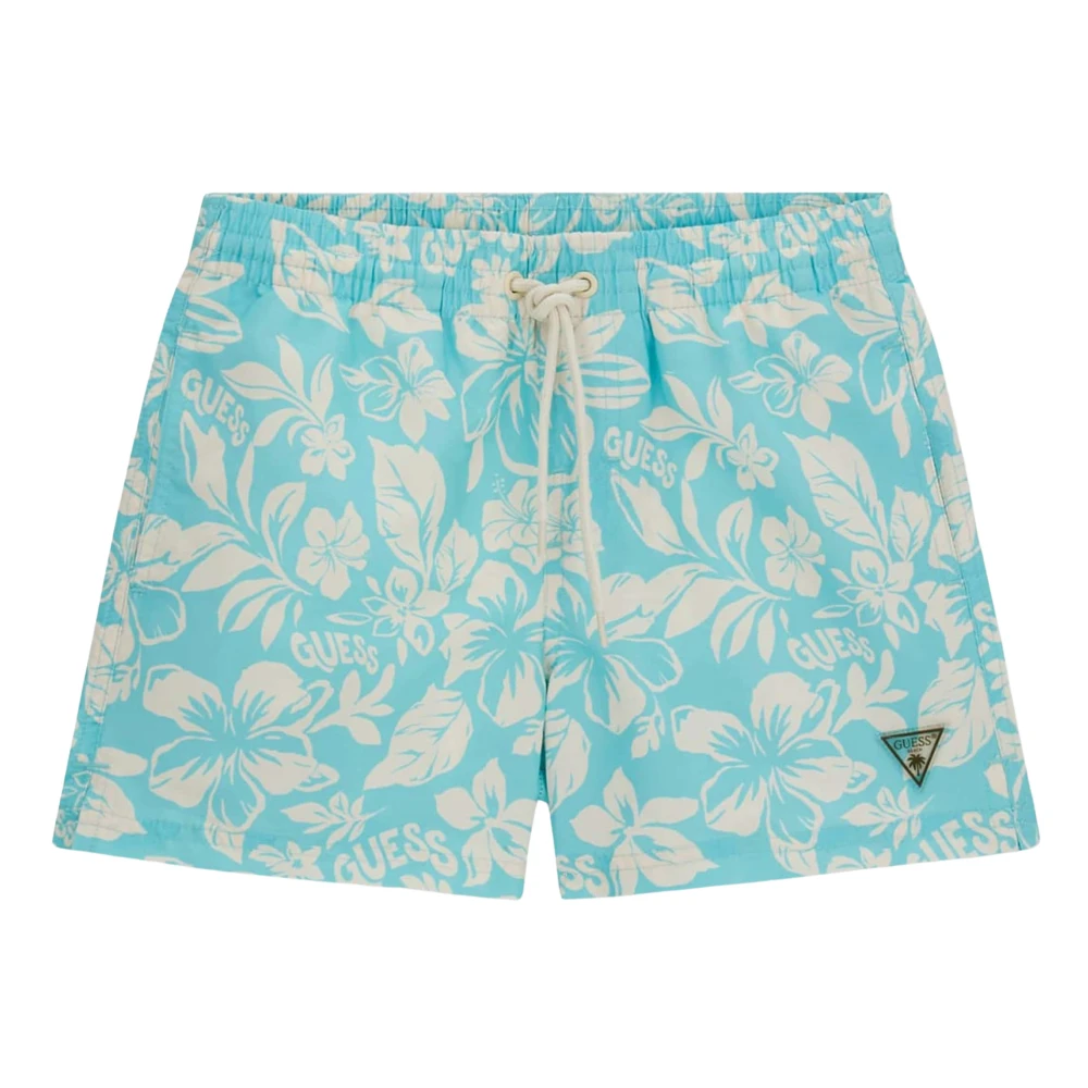 Guess Boys Blue Kids Swimming Trunks, 10 Y, Hawaiian Swim Shorts