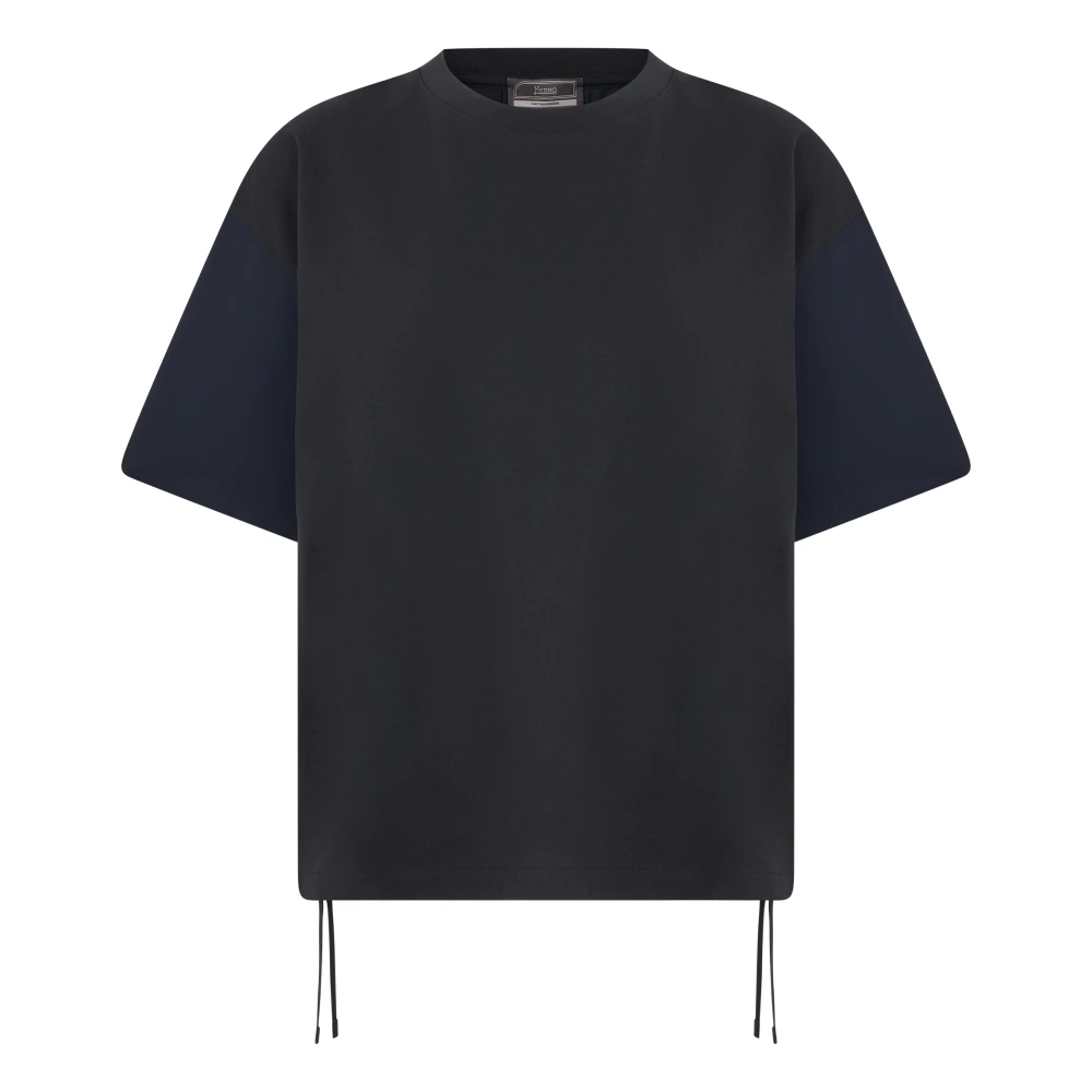 Herno Vrouw Zwart Tops Dames, L, Nylon, T-Shirt In Compact Jersey En Nylon Maestro
