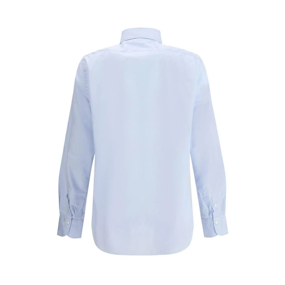Finamore Lichtblauw Klassieke Kraag Overhemd Blue Heren