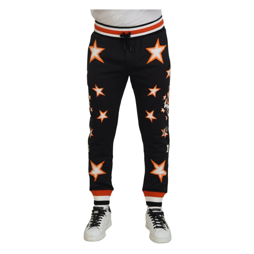 Pantalones Deportivos Negros con Estrellas Naranjas Dolce