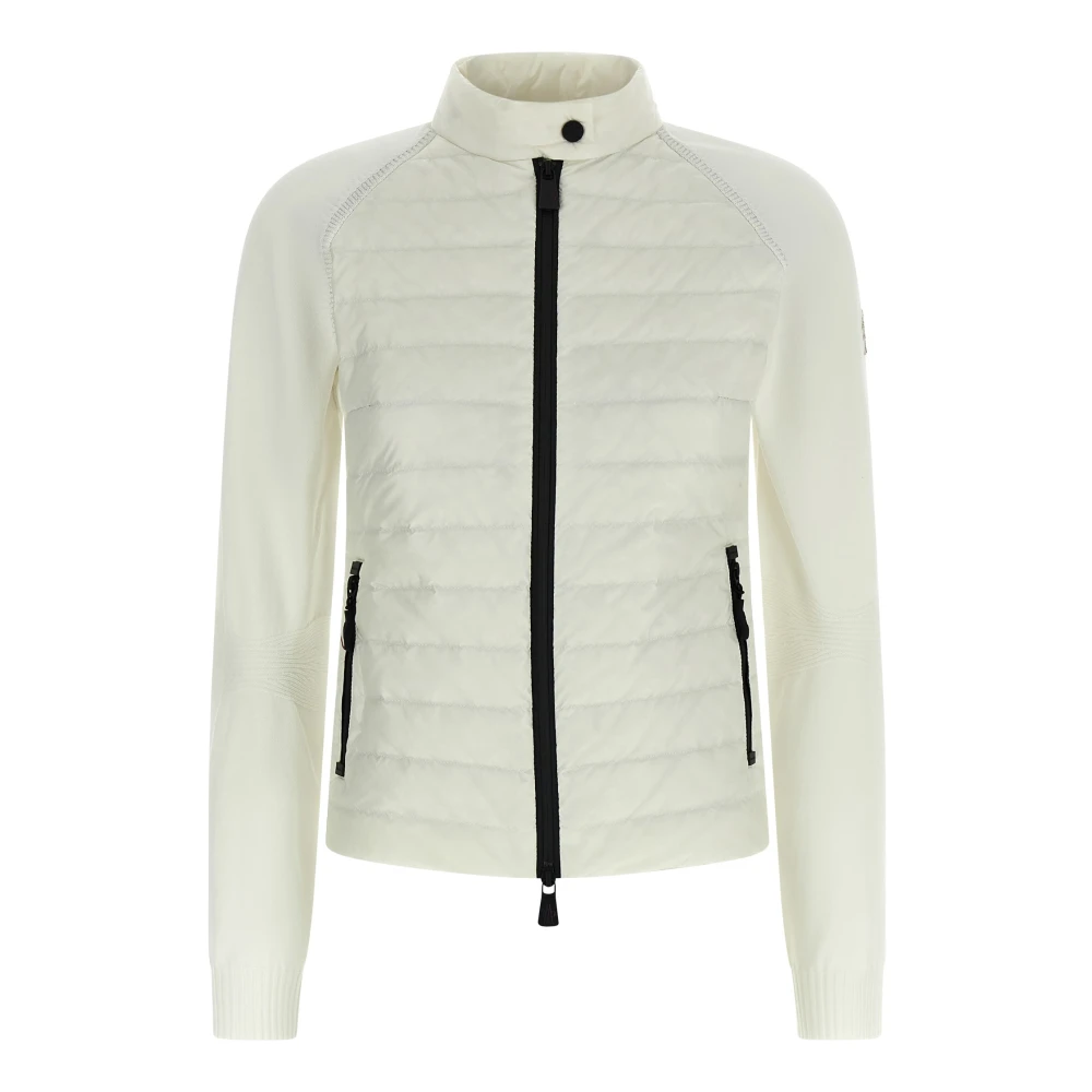 Moncler Vrouw Wit Jassen Dames, S, Leer, Gewatteerd Vest