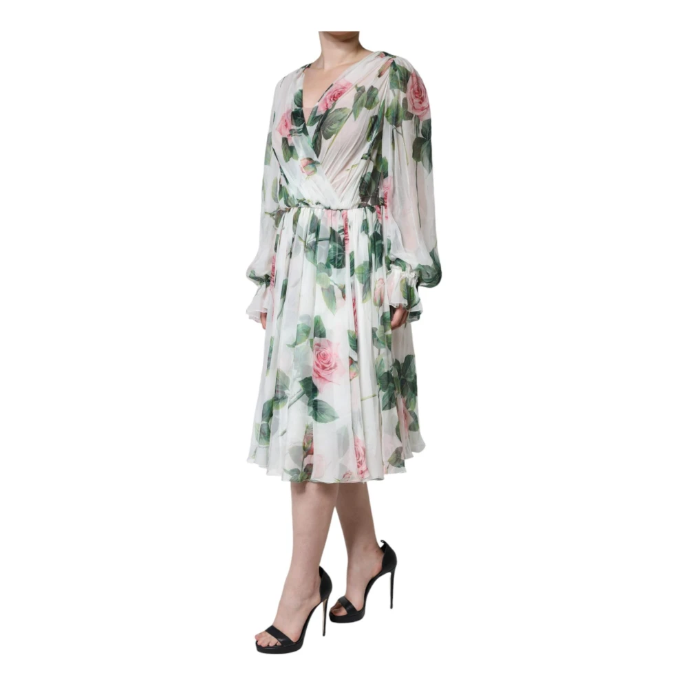Dolce & Gabbana Zijden bloemenprint A-lijn midi-jurk Multicolor Dames