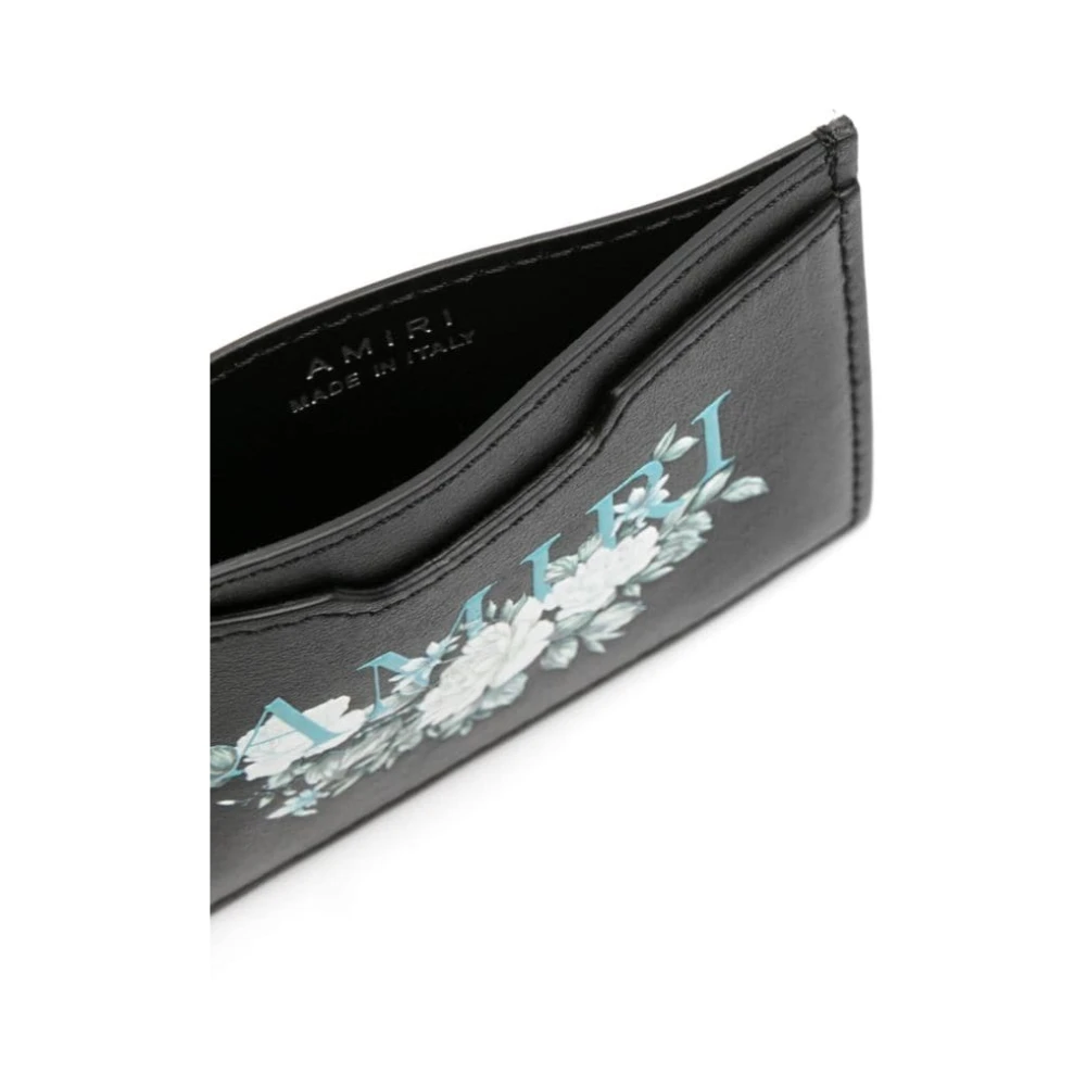 Amiri Zwarte lederen portemonnee met logo-print Black Heren