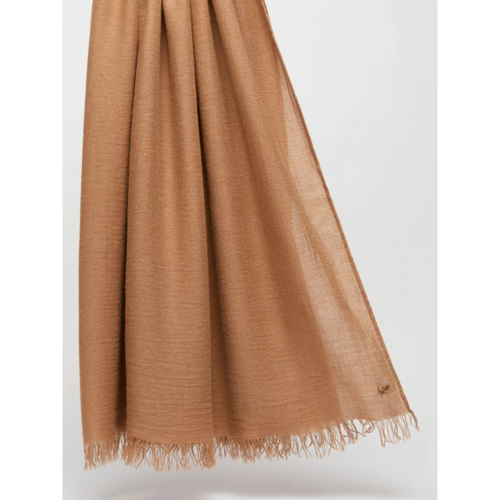 Max Mara Weekend Elegant Cashmere Blend Sjaal met Logo Brown Dames