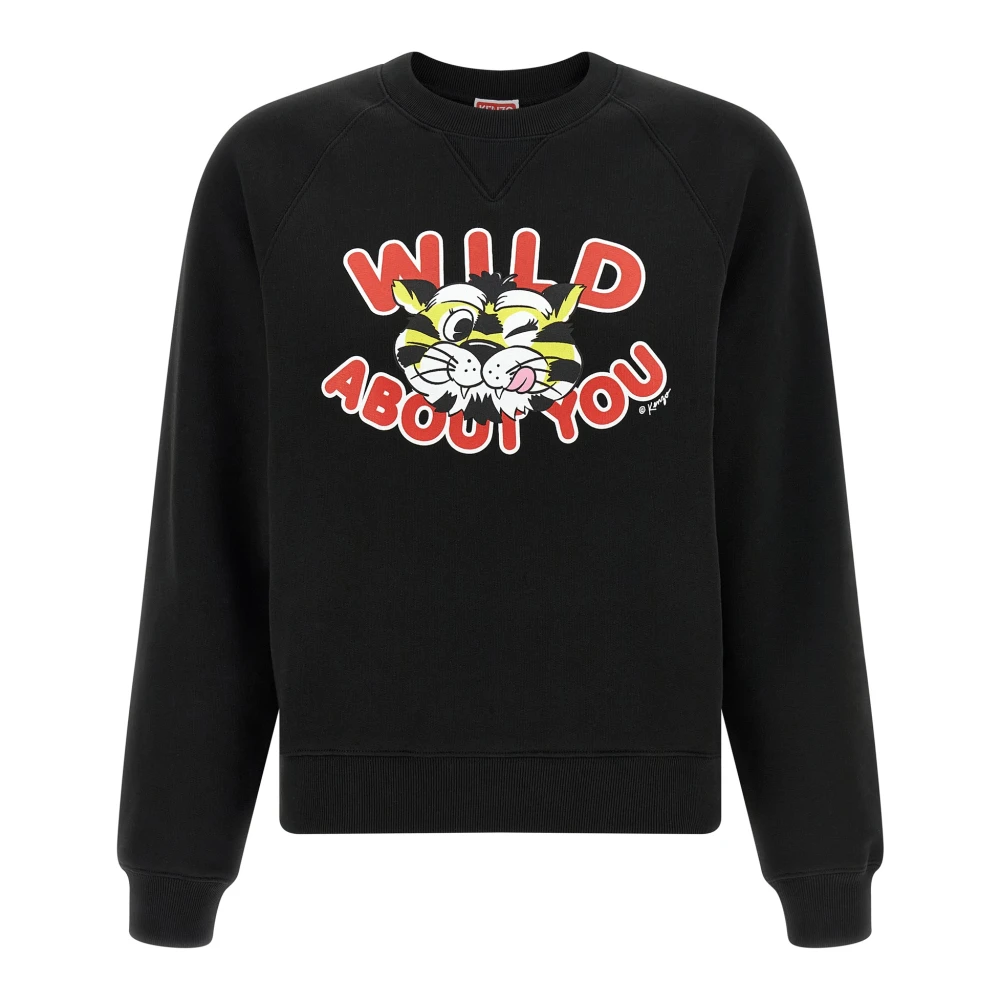 Kenzo Kvinno Svart Sweatshirts & Hoodies Dam, S, Bomull, Wild Tiger Sweatshirt