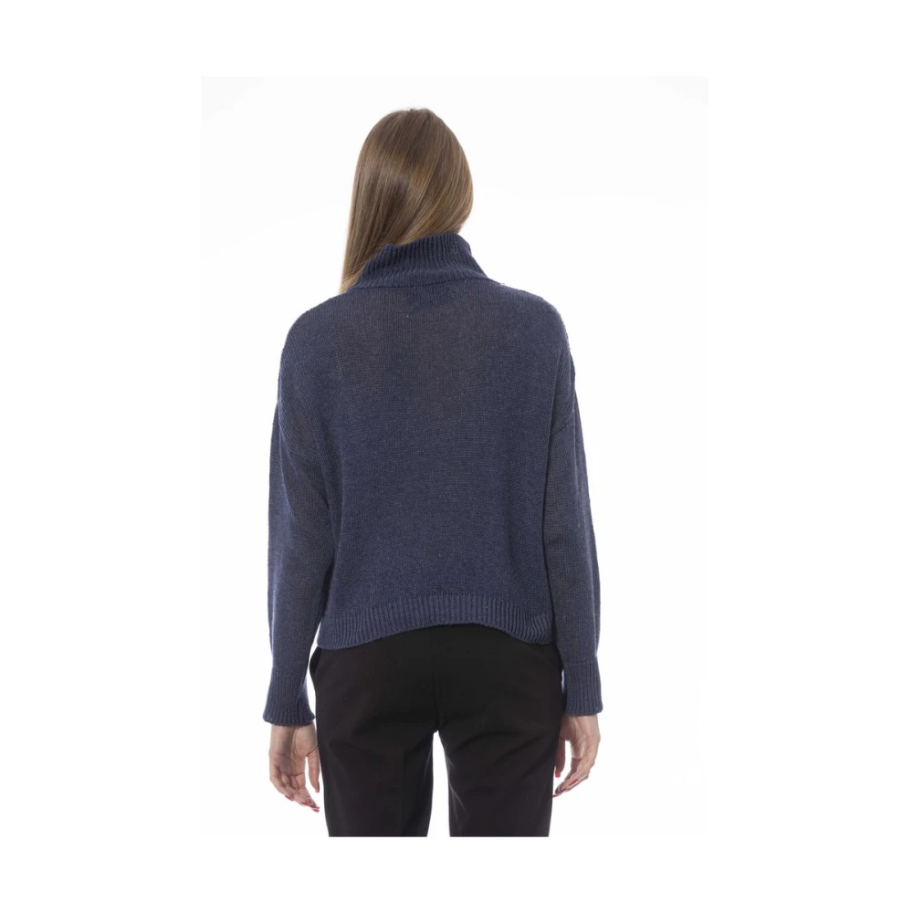 Baldinini Blauwe vulkaanhals trui Blue Dames