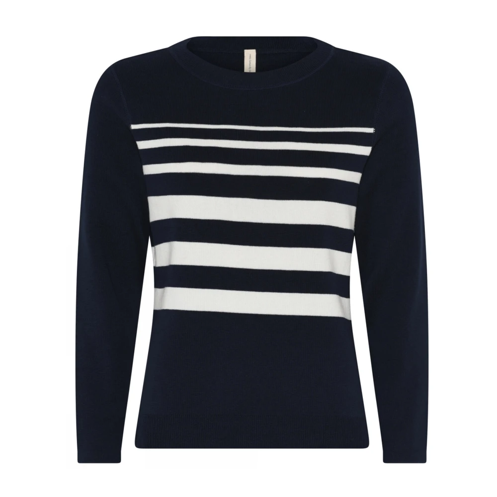 Skovhuus Sportieve Gestreepte O-Neck Pul Blouse Blue Dames