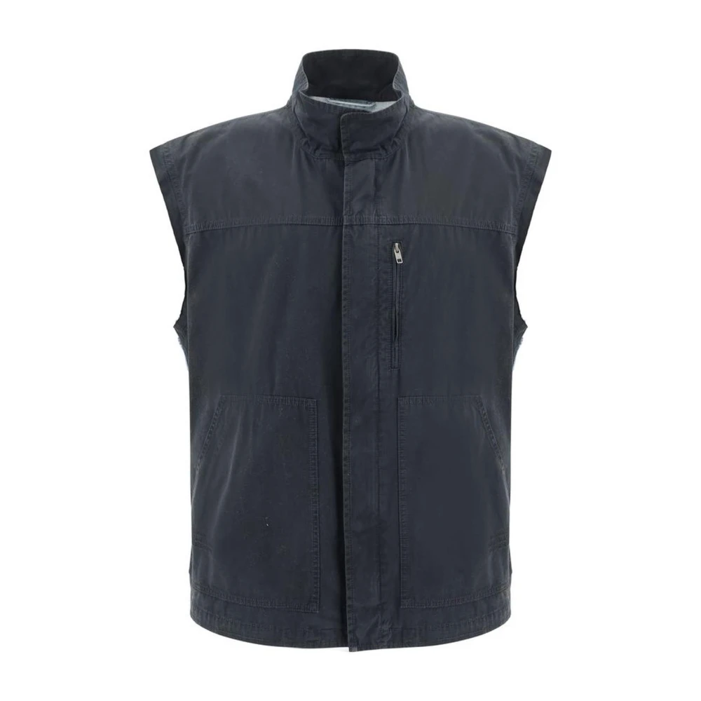 Høy Krage Denim Vest Moderne Design