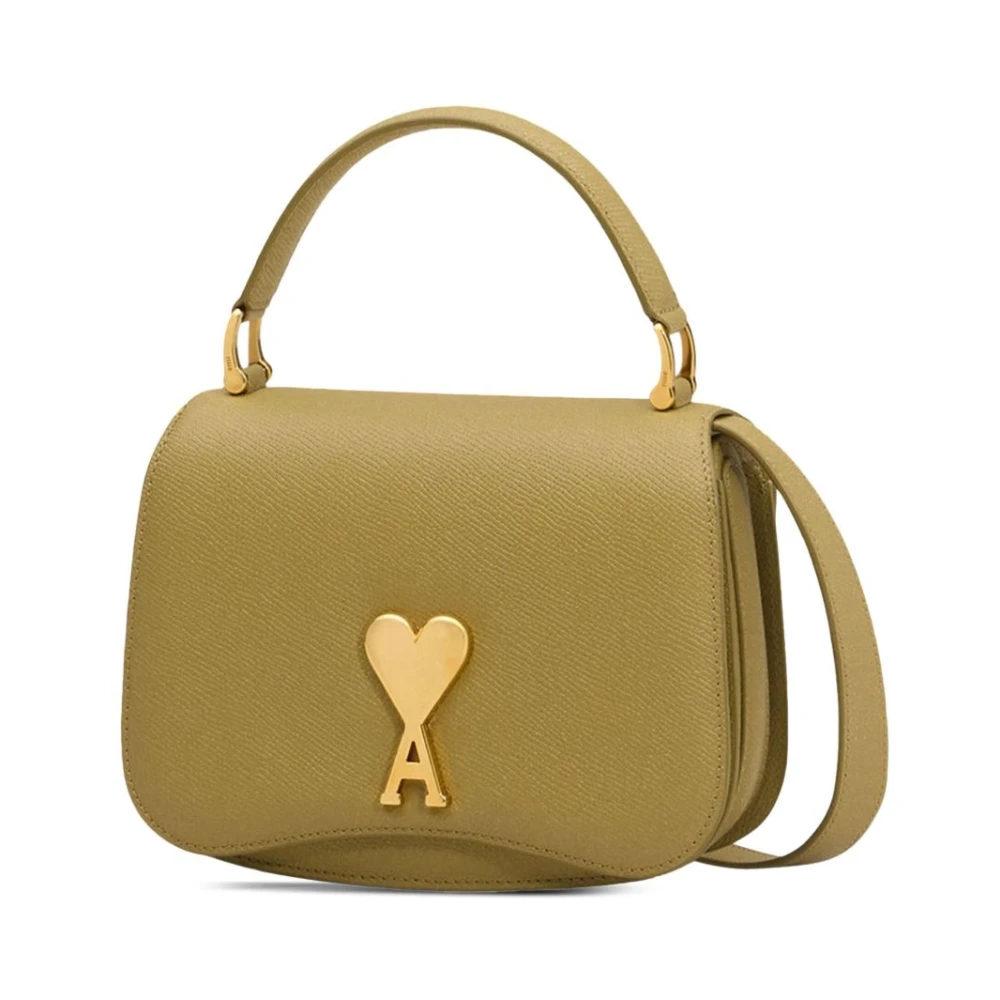 Ami Paris Bruine Foldover Tas met Groene Accent Brown Dames