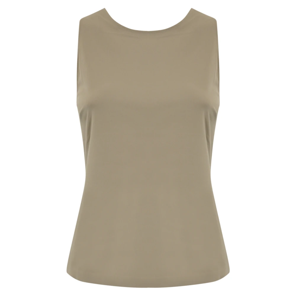 Max Mara Studio Mouwloze Jersey Top Duif Grijs Gray Dames