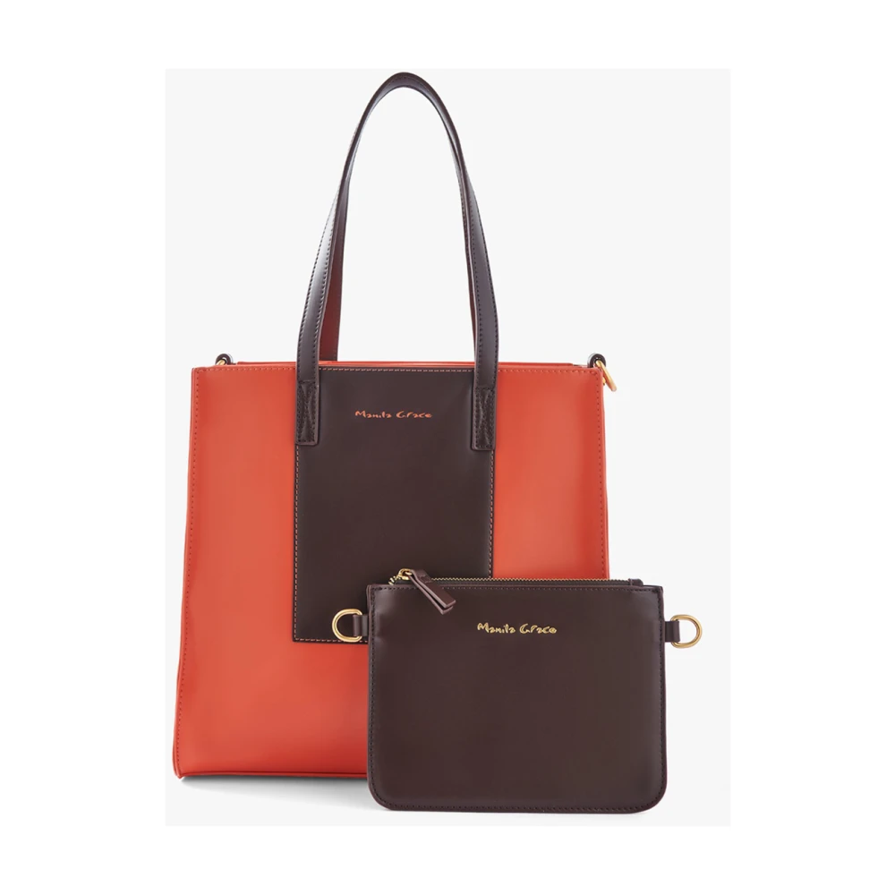 Manila Grace Elegante Shopper Tas met Afneembare Band Brown Dames