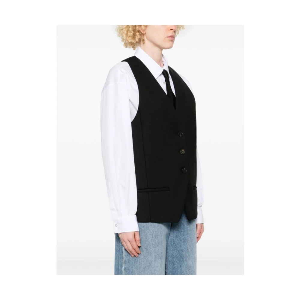 Tela Zwarte V-hals Mouwloos Vest Black Dames
