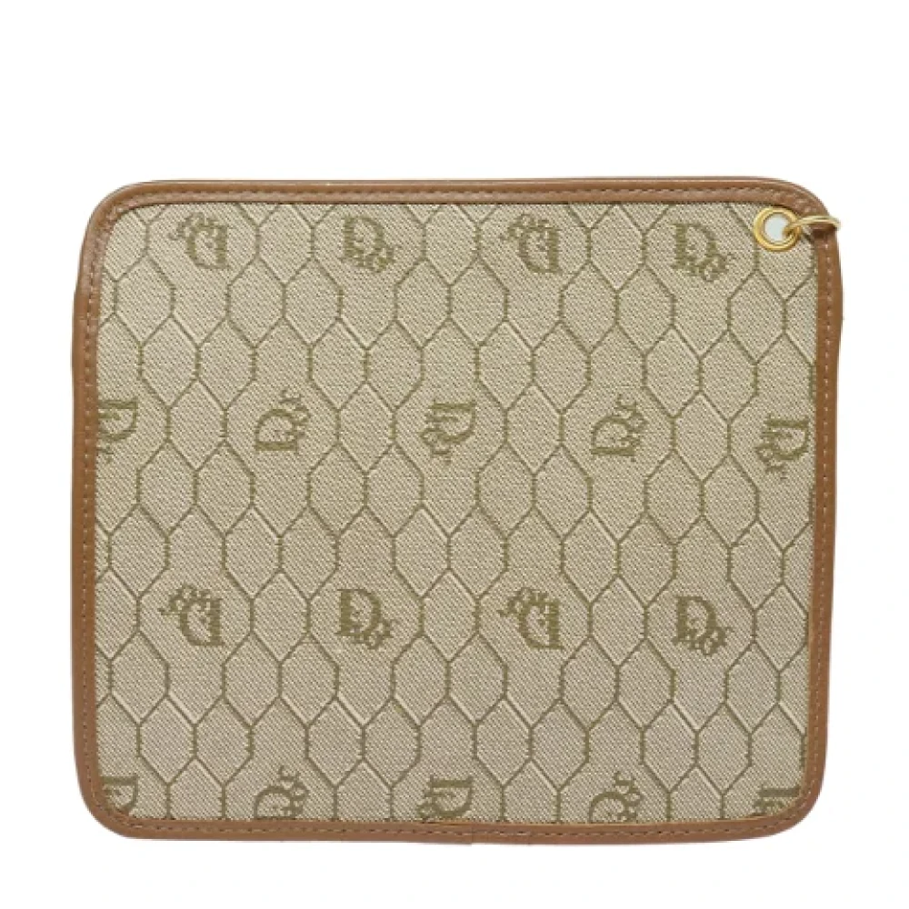Dior Vintage Pre-owned Leather pouches Beige Dames