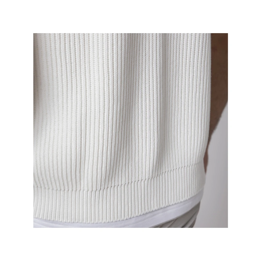 Eleventy Gebreid vest met capuchon en rits White Heren