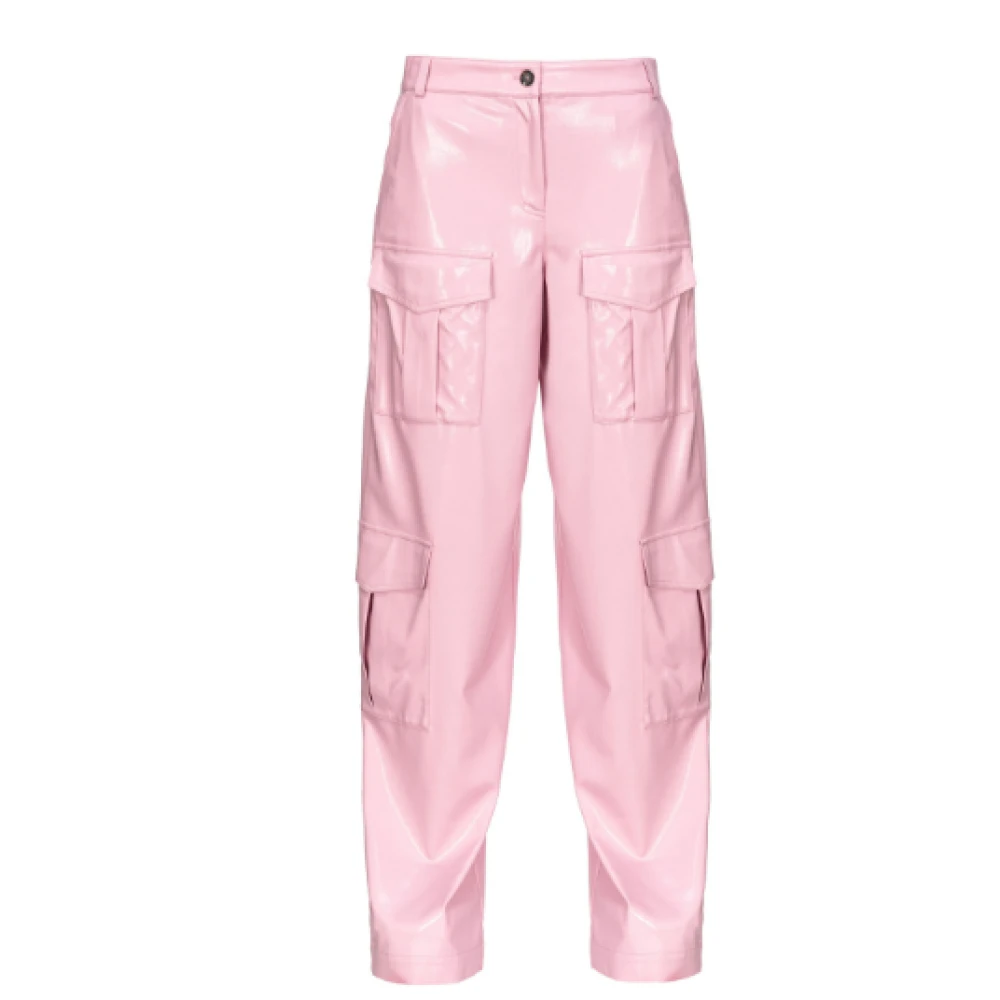 Pinko Leather Trousers Pink Dames