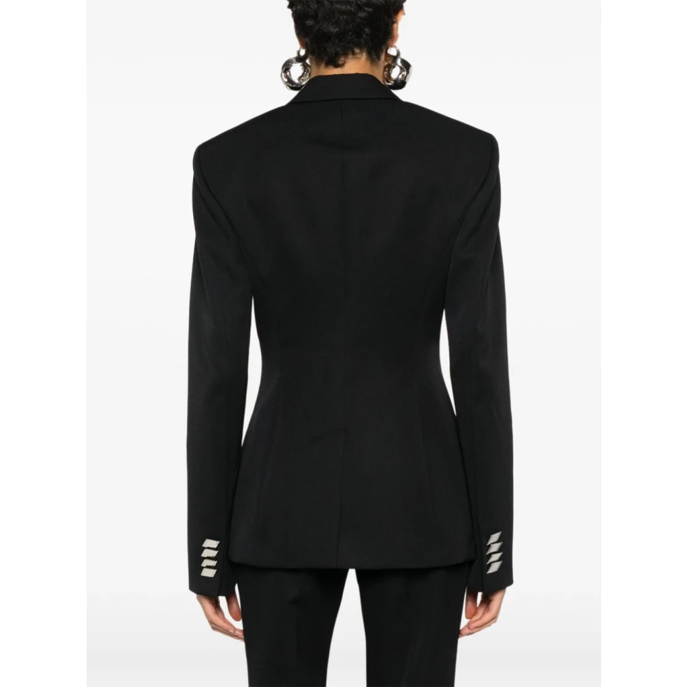 The Attico Zwarte Wollen Blazerjurk Aw24 Black Dames