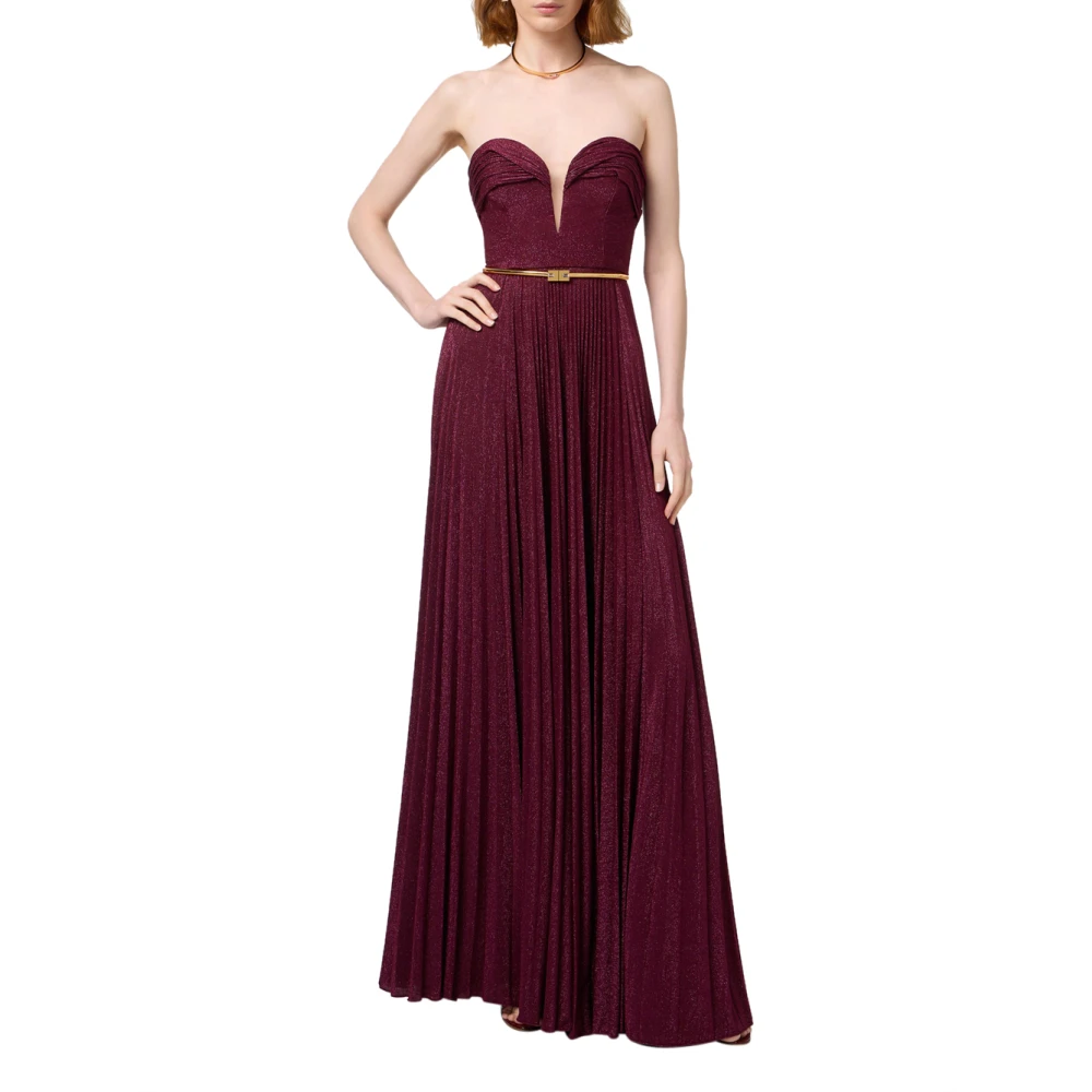 Elisabetta Franchi Rouge Noir Lange Jurk Italië Red Dames