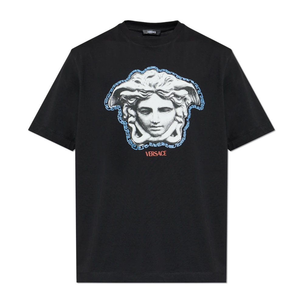 Versace Men's Black Printed Cotton-Jersey Regular T-Shirt - T-Shirts - M - Tops