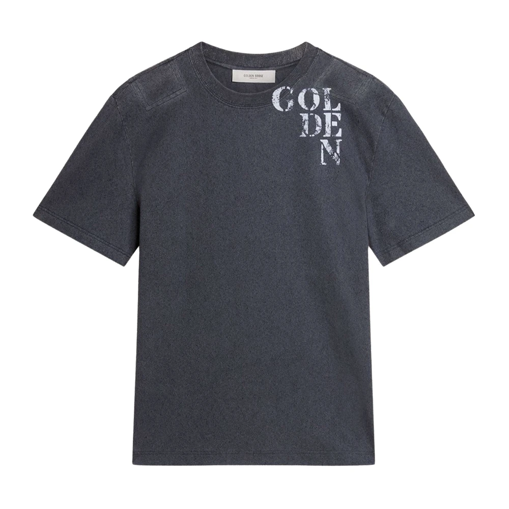 Golden Goose Mannelijk Blauw Tops Heren, Xl, Katoen, T-Shirt Met Ronde Hals
