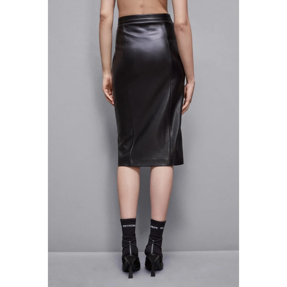 PATRIZIA PEPE Midi Ecoleer Rok Black Dames