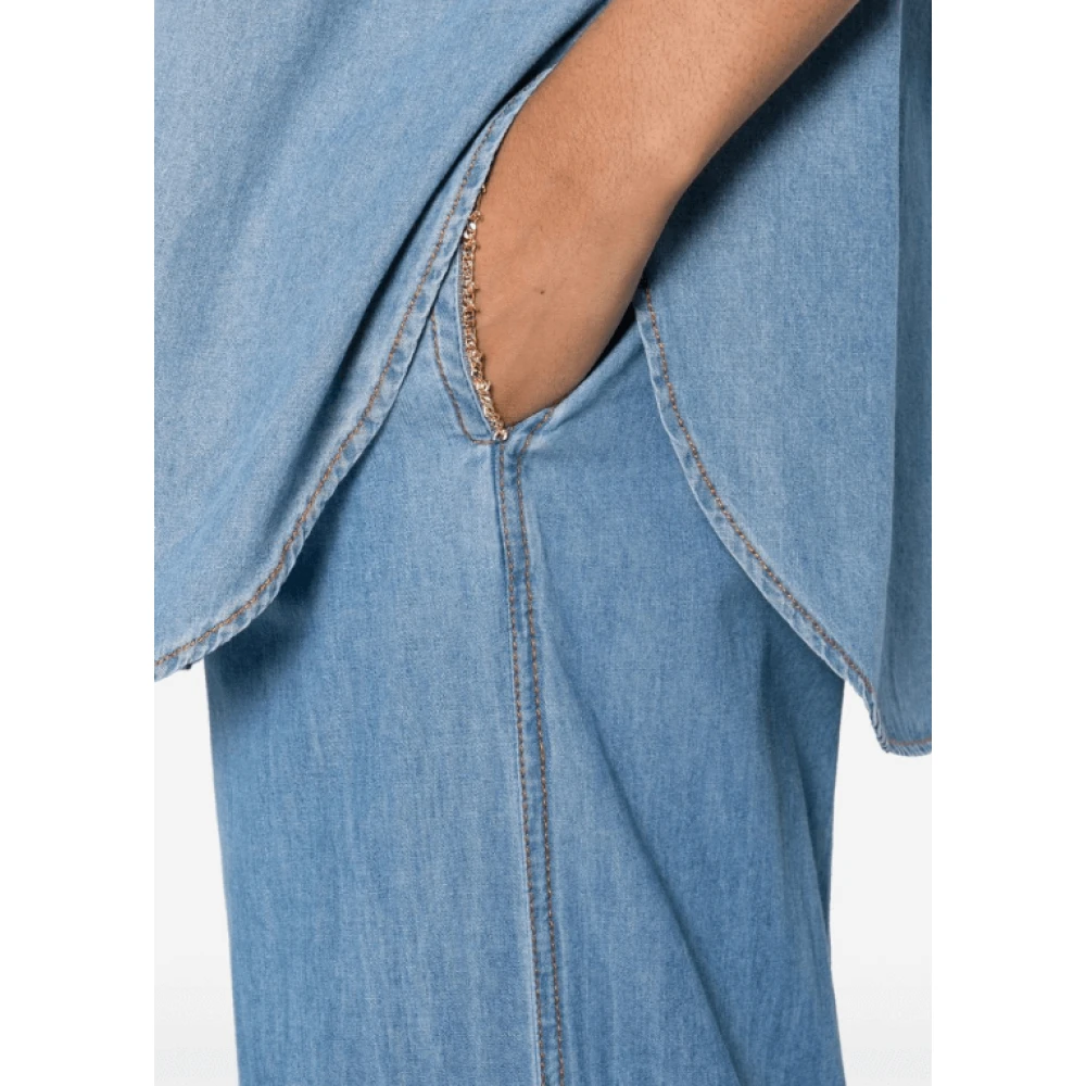 Ermanno Scervino Blauwe Chain-Link Katoenen Broek Blue Dames
